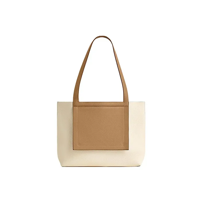 HERMES Cabasellier Cow Leather Tote Bag Shopping Bag Shoulder Bag Handbag Women's Cream White/Tea/Rose Purple-0