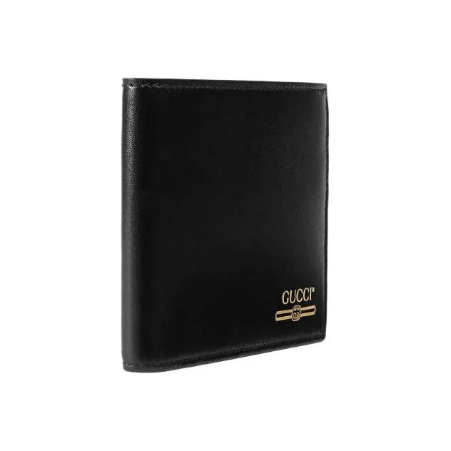 GUCCI Leather Card Clip Wallets Men's Black-1