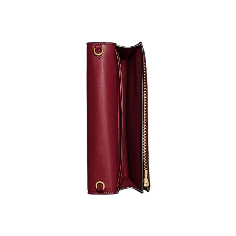 COACH Hayden Cross-Stitch Leather One Shoulder Crossbody Clutches Small Size Women's Red-2