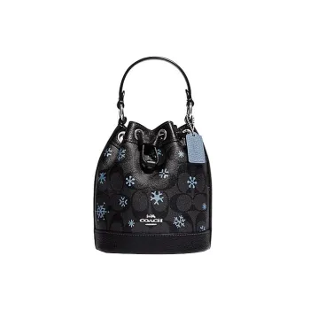 COACH Dempsey Artificial Leather With Cow Leather Bucket Bag, Handbag, Shoulder Bag, Crossbody Bag Mini Women's Black