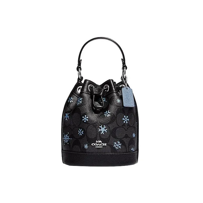 COACH Dempsey Artificial Leather With Cow Leather Bucket Bag, Handbag, Shoulder Bag, Crossbody Bag Mini Women's Black-0