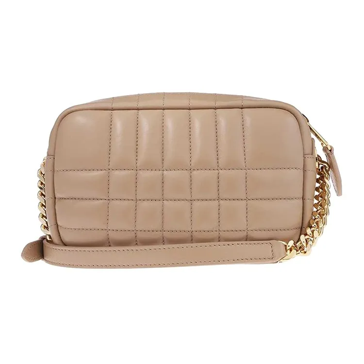Burberry Quilted Leather Mini Lola Camera Bag Oat Beige/Gold tone-2