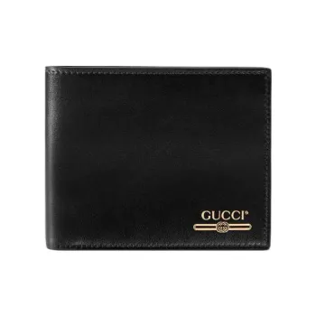 GUCCI Leather Card Clip Wallets Men's Black