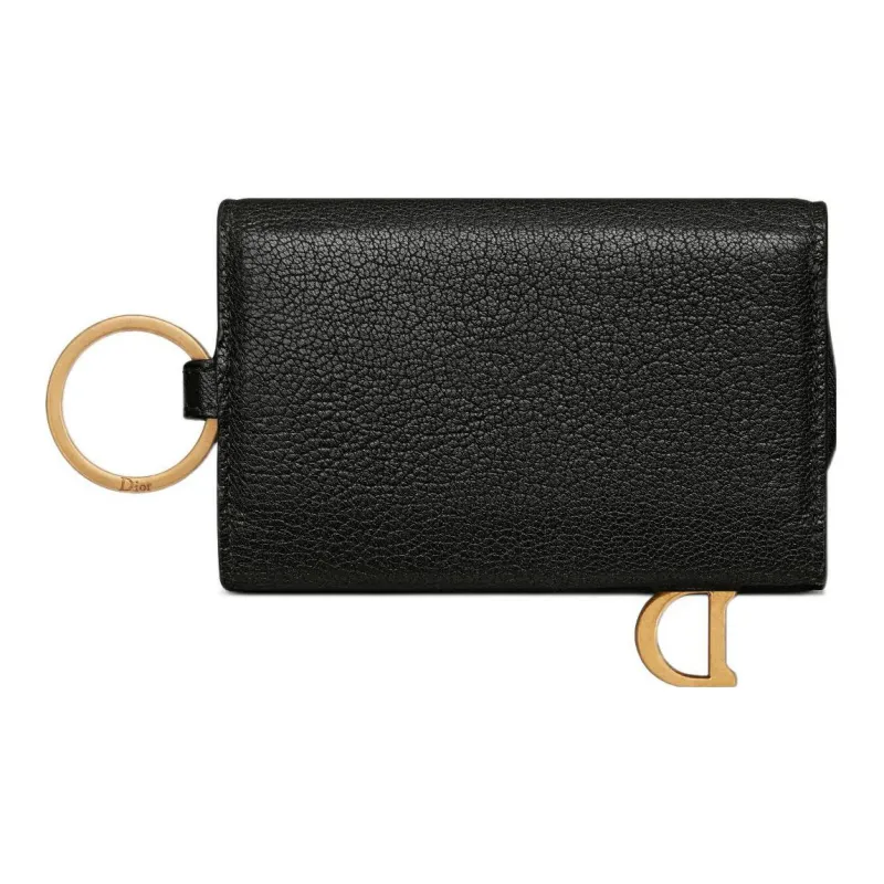 DIOR Saddle Goatskin Key Pouch Women's Black-1