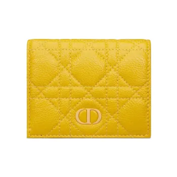DIOR Caro Calfskin Wallet Mini Women's Yellow