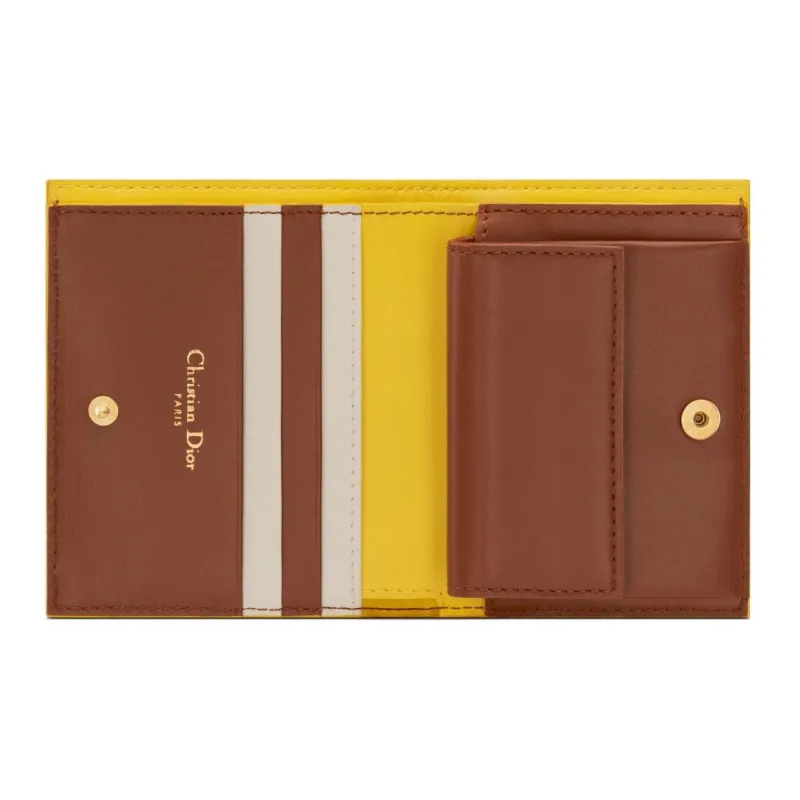 DIOR Caro Calfskin Wallet Mini Women's Yellow-3