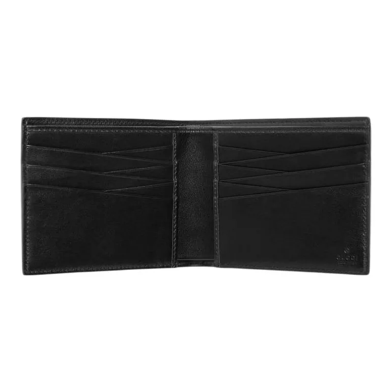 GUCCI Leather Card Clip Wallets Men's Black-4