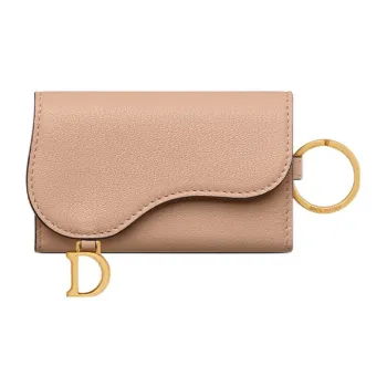 DIOR Saddle Goatskin Key Pouch Women's Light Pink