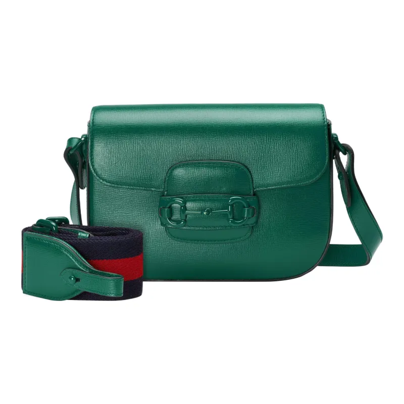GUCCI Horsebit 1955 Leather Crossbody Bag Shoulder Bag Women's Green-1