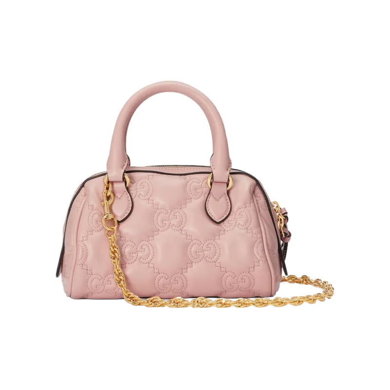 GUCCI GG Matelassé Leather Controller Boston Bag Shoulder Bags Handbags Mini Women's Light Pink-4