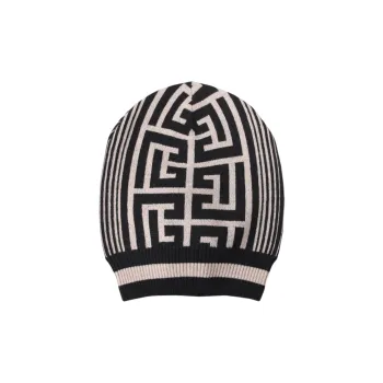 BALMAIN Monogram & Stripes Beanie