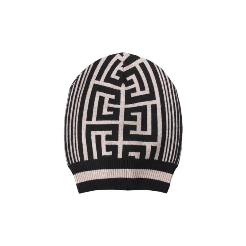 BALMAIN Monogram & Stripes Beanie-0