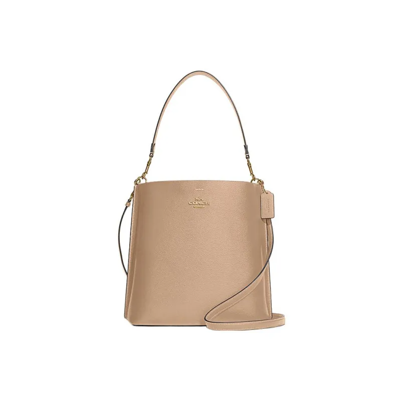 COACH Mollie Leather Bucket Shoulder Bag Crossbody Bag Large Size Women's Light Brown-0