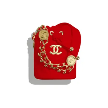 CHANEL 22A Early Autumn Grained Embossed Cow Leather Bucket Bags Shoulder Bag Crossbody Bag Mini Women's Red