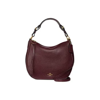 COACH Sutton Pebbled Leather Crescent Bag Shoulder Bag Portable Crossbody Bag Shoulder Bag Large Size Women's Deep Red