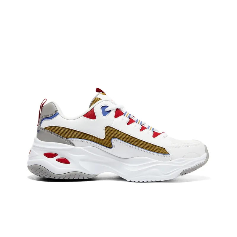 Skechers D'LITES Lightning Panda Shoes Cushioning Anti-Slip And Wear-Resistant Low-Top Casual Shoes Men's White Gold-1