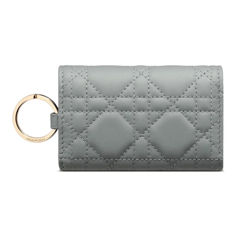 DIOR Lady Dior Lambskin Key Pouch Women's Cloud Blue-1