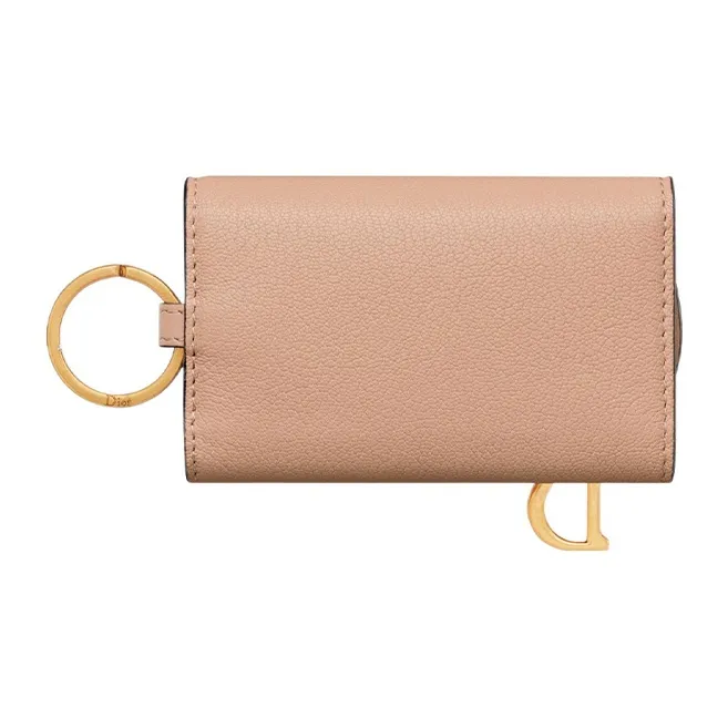 DIOR Saddle Goatskin Key Pouch Women's Light Pink-2