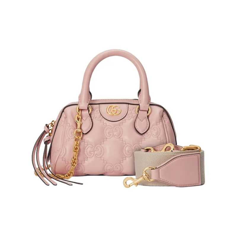 GUCCI GG Matelassé Leather Controller Boston Bag Shoulder Bags Handbags Mini Women's Light Pink-3