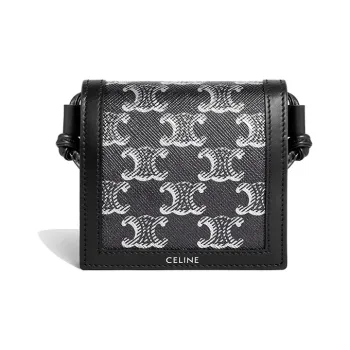 CELINE Cow Leather Shoulder Bag, Crossbody Bag, Wallet Men's Silver/Black
