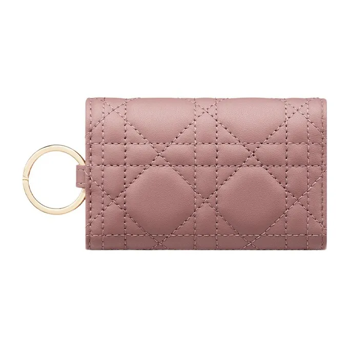 DIOR Lady Dior Lambskin Key Pouch Women's Pink Peony-2