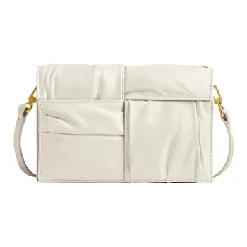 Bottega Veneta Cassette Crossbody Bag Mini Foulard Intreccio White