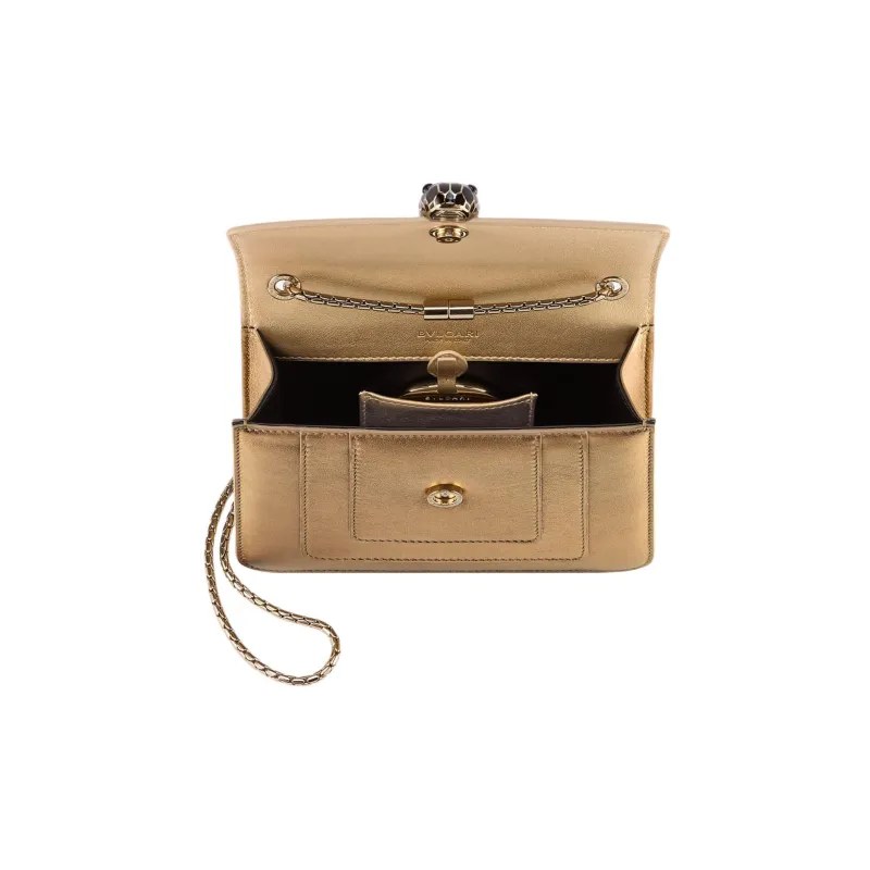 BVLGARI Serpenti Forever Series Calfskin Shoulder Bag Crossbody Bag Small Size Women's Gold-3
