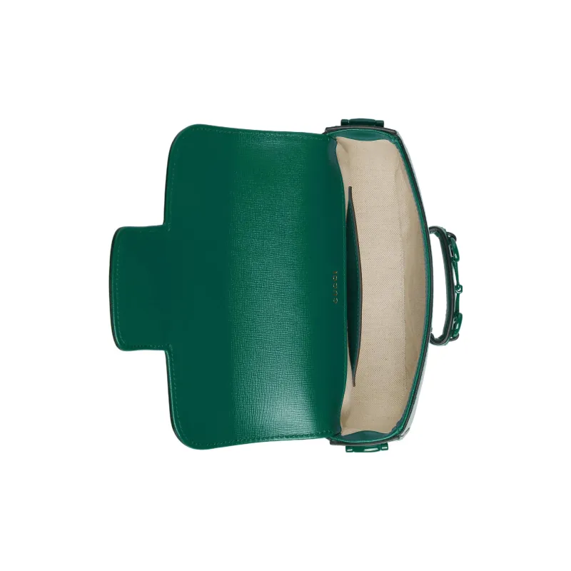 GUCCI Horsebit 1955 Leather Crossbody Bag Shoulder Bag Women's Green-6