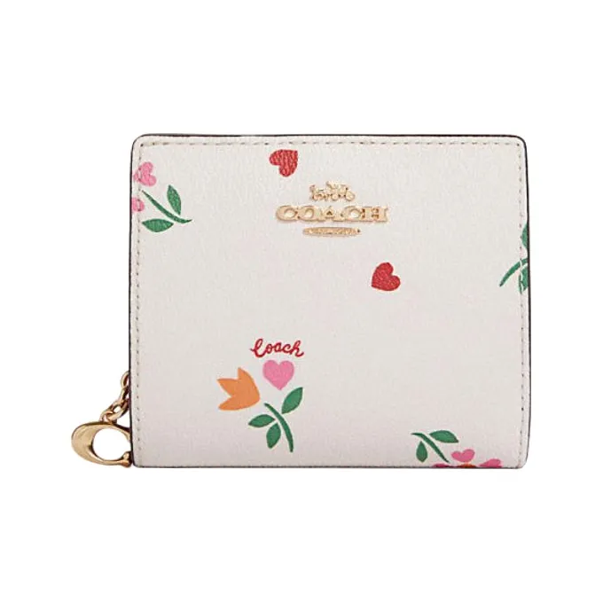 COACH Heart Card Holder Wallet Women's White-0