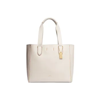 COACH Derby Pebbled Leather Tote Bag Shopping Bag Shoulder Bag Handbag Large Size Women's White