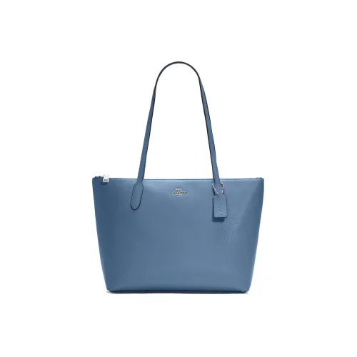 COACH Zip Top Mulberry tote Pebbled Plein Handbag Shoulder Bag Women's Blue