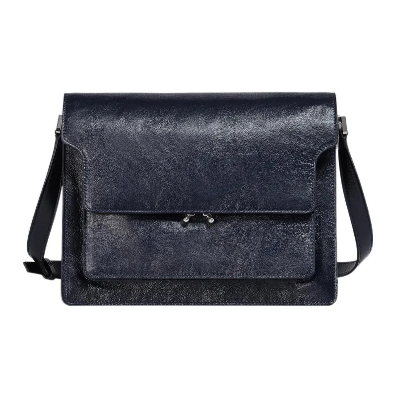 MARNI Trunk Calfskin Crossbody Bag, Shoulder Bag Men's Blue-0