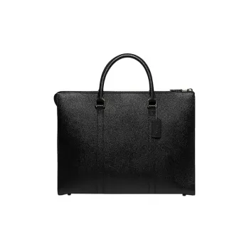 COACH Graham Split Cow Leather Briefcase, Portable Crossbody Bag, Shoulder Bag Large Size Men's Black