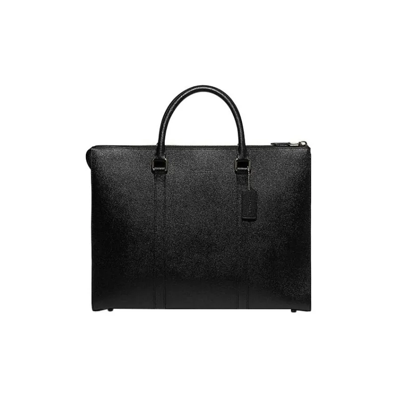 COACH Graham Split Cow Leather Briefcase, Portable Crossbody Bag, Shoulder Bag Large Size Men's Black-0