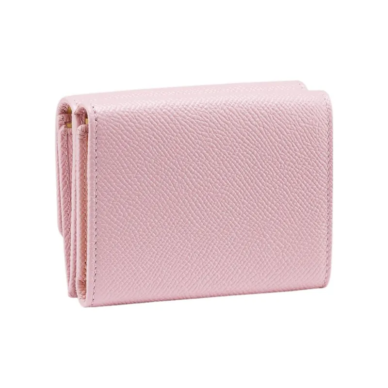 BVLGARI Grained Calfskin Trifold Wallet Women's Pink-1