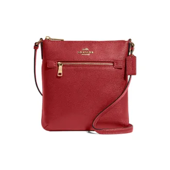 COACH Rowan Cross Grain Leather Document Bag, Shoulder Bag, Crossbody Bag Mini Women's Red