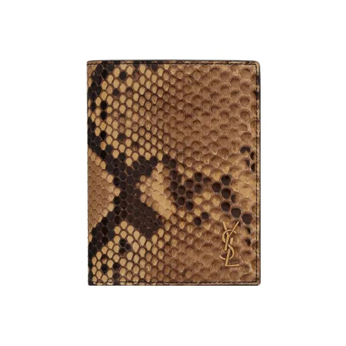 SAINT LAURENT CASSANDRE Python Pattern Wallet Men's Brown