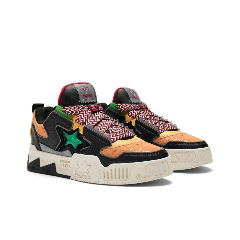 STARTER Vol Series Slip Resistant Water Resistant Mid Top Skateboard Shoes Men's Black Orange-2