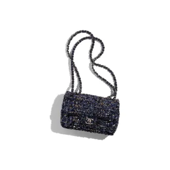 CHANEL 23C Spring Classic Flap CF Metal Flap Bag, Handheld Bag, Shoulder Bag, Crossbody Bag Trumpets Women's Blue