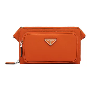 PRADA Re-Edition Leather Crossbody Bag Shoulder Bag Men's Papaya Orange
