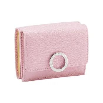 BVLGARI Grained Calfskin Trifold Wallet Women's Pink