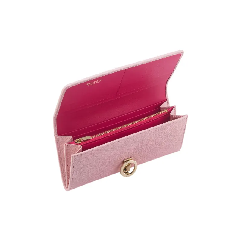BVLGARI Grained Calfskin Wallet Large Size Women's Pink-2
