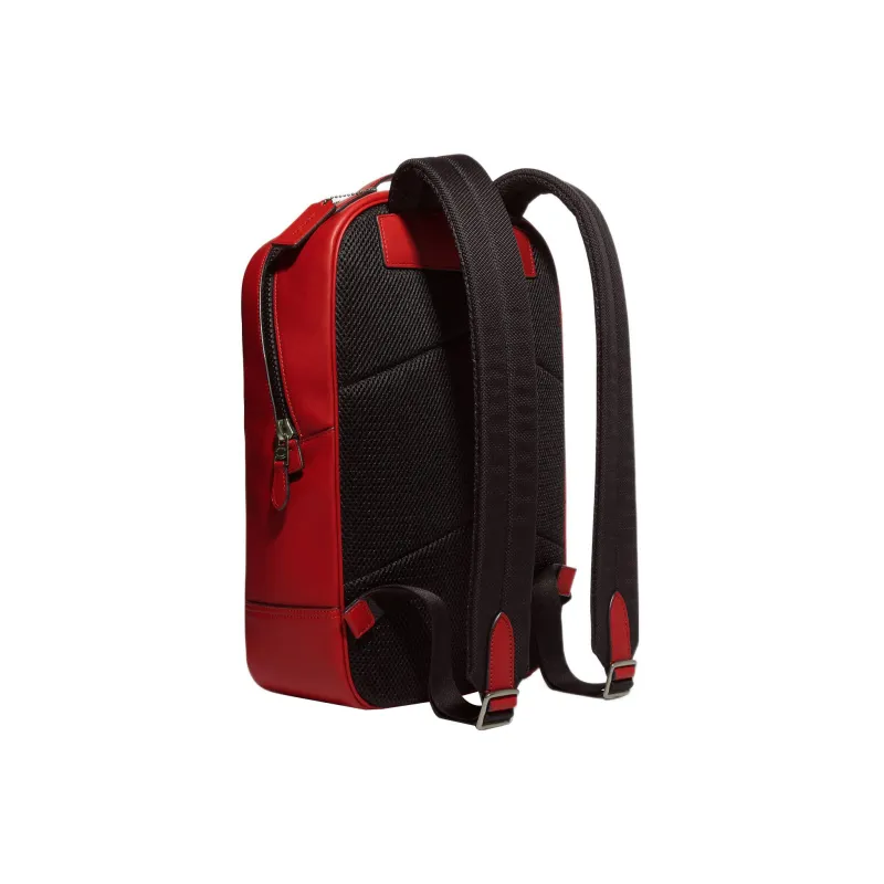 COACH Westway Coated Canvas With Smooth Calfskin Backpack Large Size Unisex Mahogany Color With Red-1