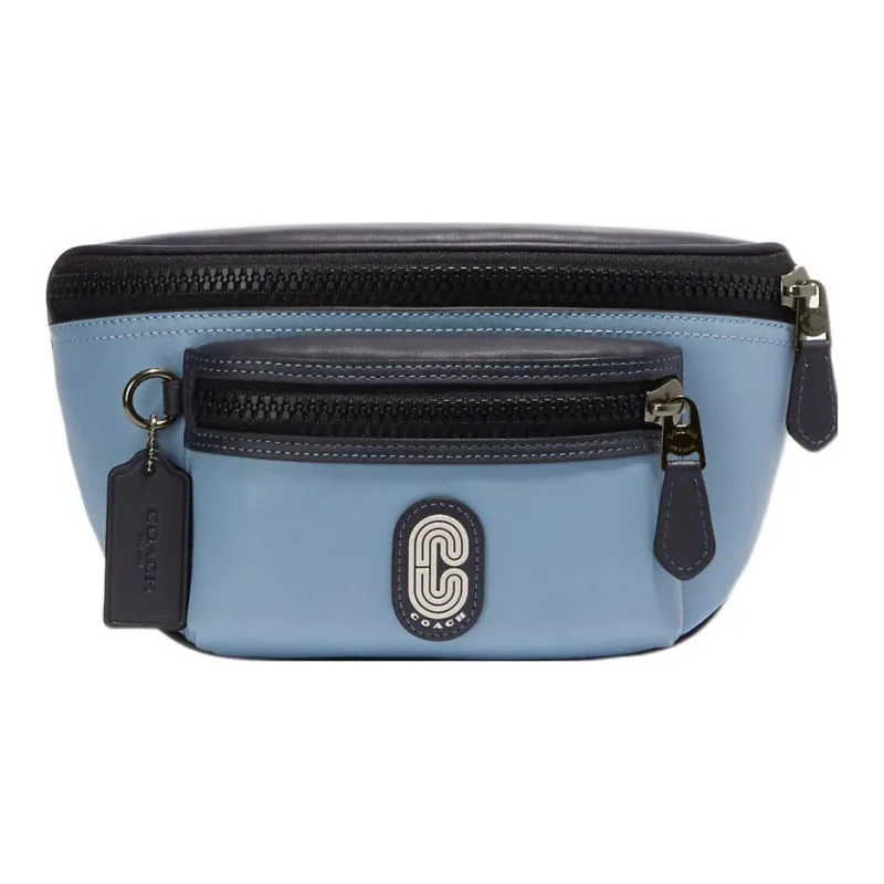 COACH Smooth Calf Leather One Shoulder Fanny Pack Medium Size Men's Cornflower Blue-0