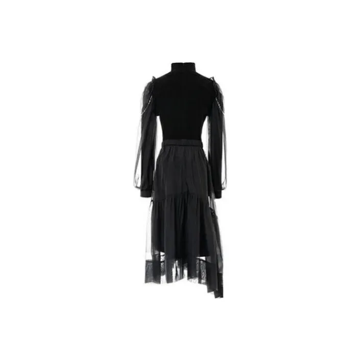 LOFT SHINE A-Line Skirt Dress Black-1