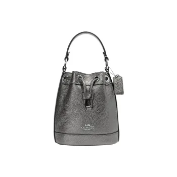 COACH Dempsey Leather Bucket Bag Handbag Shoulder Bag Crossbody Bag Mini Women's Metal Silver