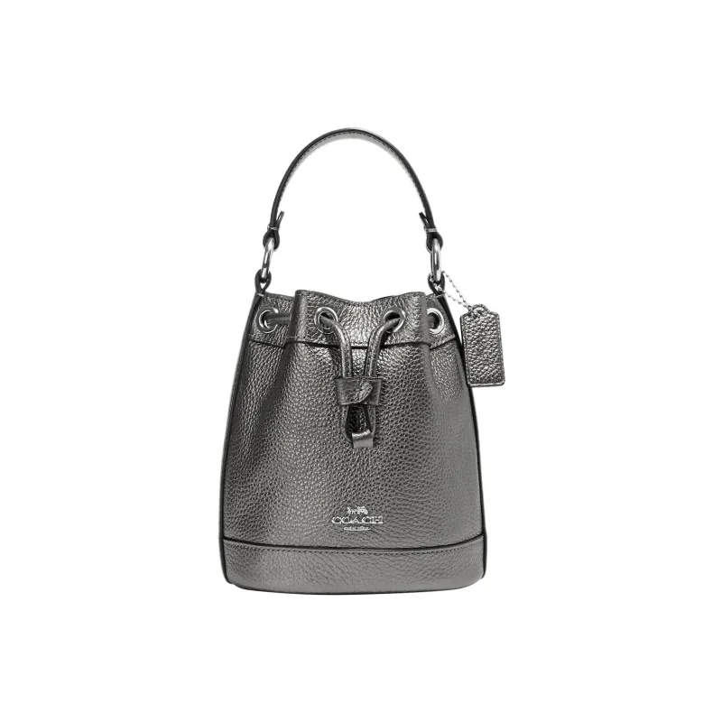 COACH Dempsey Leather Bucket Bag Handbag Shoulder Bag Crossbody Bag Mini Women's Metal Silver-0