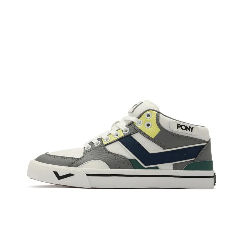 PONY Atop Slip Resistant Low Top Skateboard Shoes Men's Gray White-0
