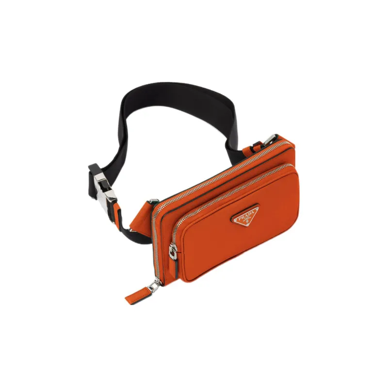 PRADA Re-Edition Leather Crossbody Bag Shoulder Bag Men's Papaya Orange-1
