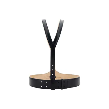 Alexander McQueen Minimalist Style Fashion Trend Smooth Buckle Belt Women's Black